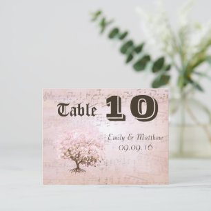 Simply Pink Heart Leaf Tree Table Number Postcard