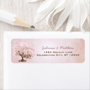 Simply Pink Pale Dogwood Heart Leaf Tree Return Address Label