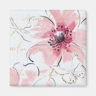 Simply Pink   Watercolor Floral Magnet