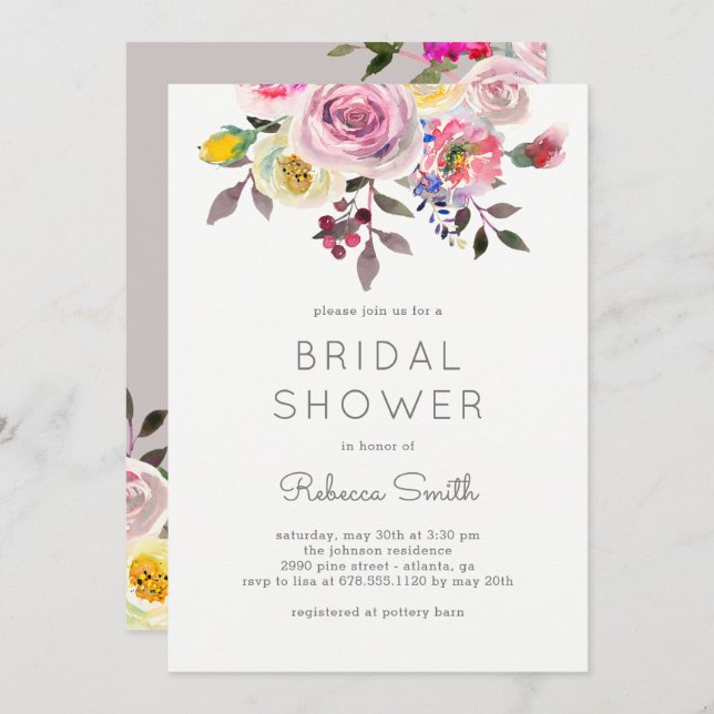 Simply Pretty Bridal Shower Invitation (Front/Back)