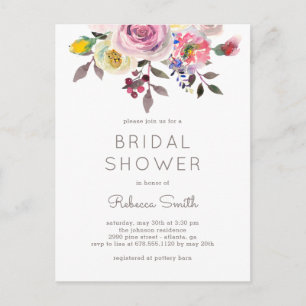 Simply Pretty Bridal Shower Invitation Postcard