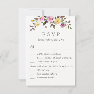 Simply Pretty Wedding RSVP with Menu Options Invitation