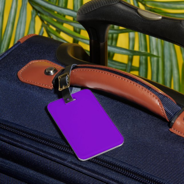 Simply Purple Solid Colour Personalise It Luggage Tag (Front Insitu 1)