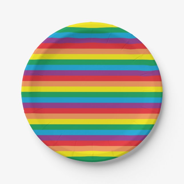 Simply Rainbow Pattern Paper Plate (Front)