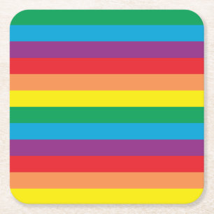 Simply Rainbow Pattern Square Paper Coaster