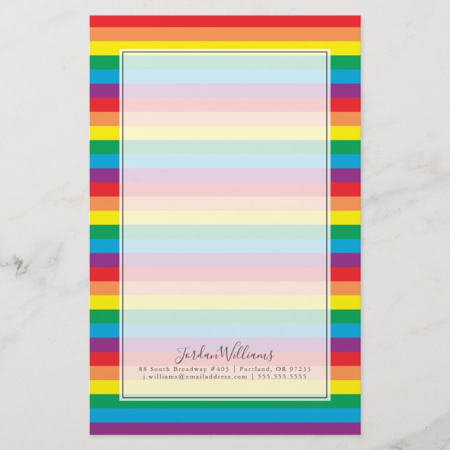 Simply Rainbow Pattern Stationery (Front)