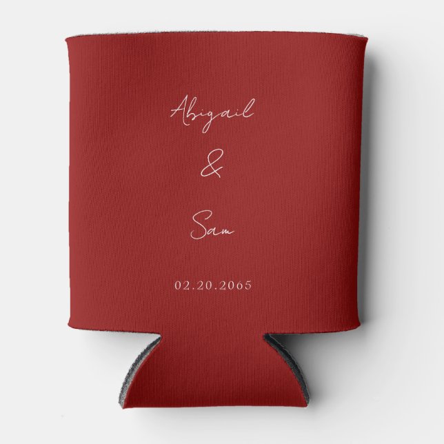  Simply Red Script Wedding Favour  Can Cooler (Front)