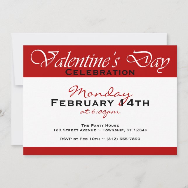 Simply Red Valentine's Day Celebration Invitations (Front)
