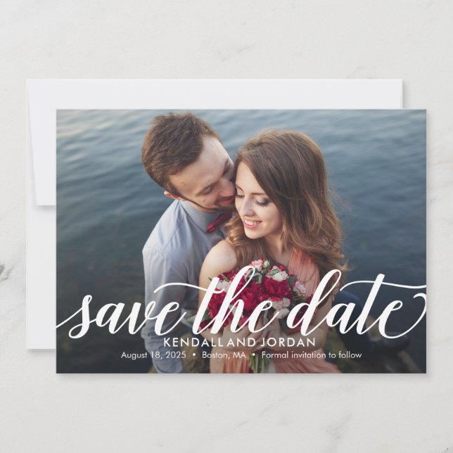 Simply Romantic EDITABLE COLOR Save The Date Card (Front)