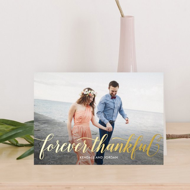 Simply Romantic FOIL Folded Photo Thank You Card (Creator Uploaded)