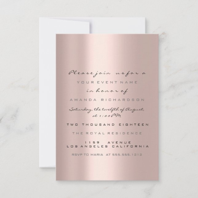 Simply Rose Gold Blush Bridal Sweet 16th Invitation (Front)