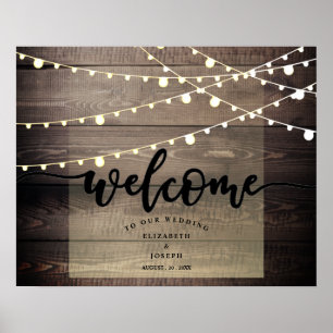 Simply Rustic Wood Lights String welcome Sign