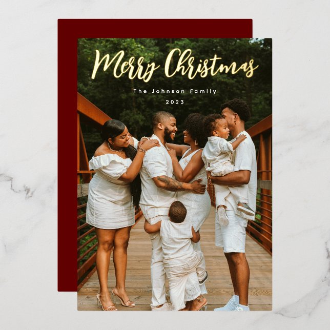 Simply Scripted Photo Foil Holiday Card (Front/Back)