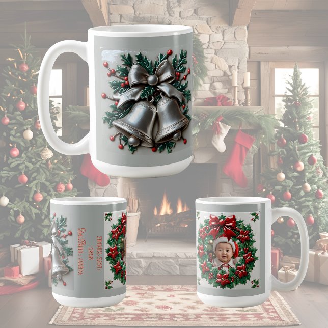 Simply Silver Bells Christmas Customisable Coffee Mug (Creator Uploaded)