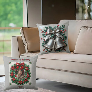 Simply Silver Bells Throw Pillow