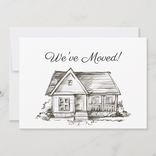 Simply Sketched House New Address Announcement (Front)