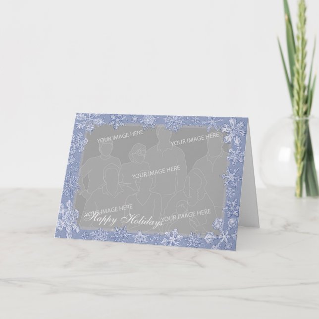 Simply Snowflake Art Personalise Photo Frame Opt 1 Holiday Card (Front)