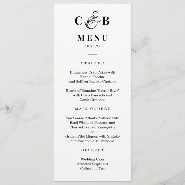 Simply Splendid EDITABLE COLOR Wedding Menu Card (Front)