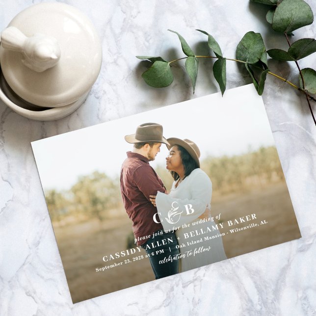 Simply Splendid Monogram Photo Wedding Invitation (Creator Uploaded)