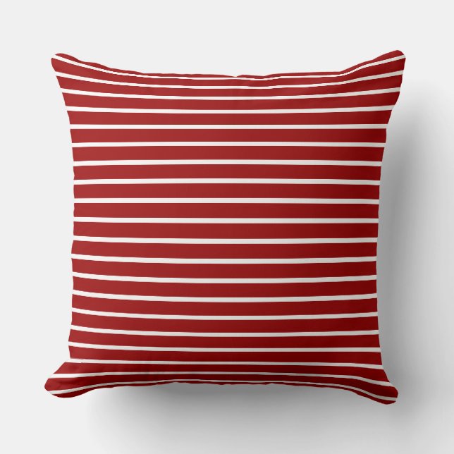 Simply Striped, crimson red and white Cushion (Front)