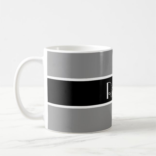 Simply Stripes black + your backgr. & Name Coffee Mug (Left)