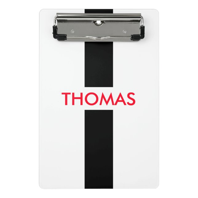 Simply Stripes black + your name / ideas Mini Clipboard (Front)