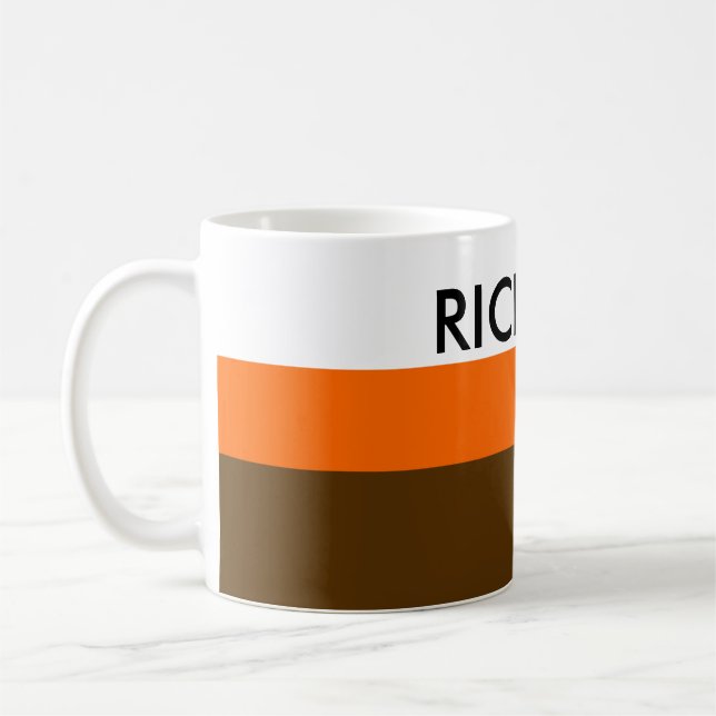 Simply Stripes brown orange + your name / ideas Coffee Mug (Left)