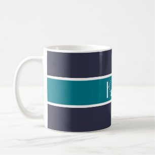Simply Stripes petrol + your backgr. & Name Coffee Mug