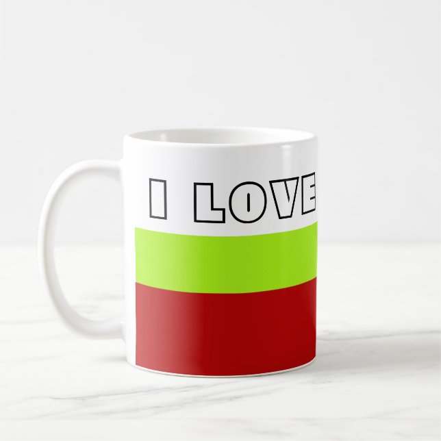 Simply Stripes spring green red + your text / idea Coffee Mug (Left)
