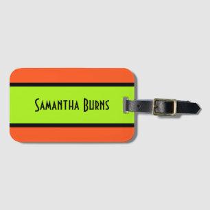 Simply Stripes spring green + your backgr. & Name Luggage Tag