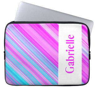 Simply Stunning Stripes-Bright Pink Laptop Sleeve