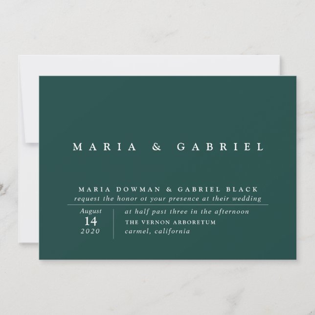 Simply Stylish | Modern Emerald Green Wedding Invitation (Front)