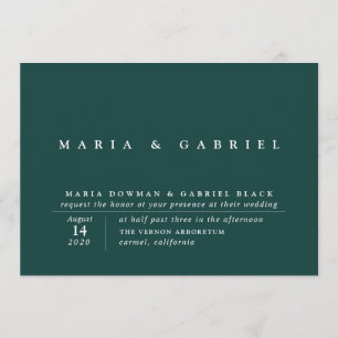 Simply Stylish Modern Emerald Green Wedding Invitation