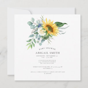 Simply Sunflower Baby Shower Square Invitation