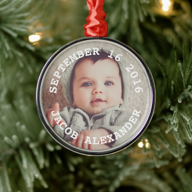 Simply Sweet Baby Photo Metal Ornament (Tree)