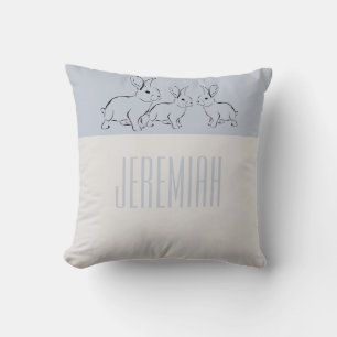 Simply Sweet Child's Blue Bunnies Personalised Cushion