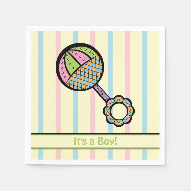 Simply Sweet Rattle Baby Shower Napkins (Front)