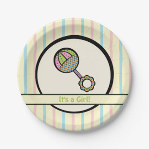 Simply Sweet Rattle Baby Shower Paper Plates