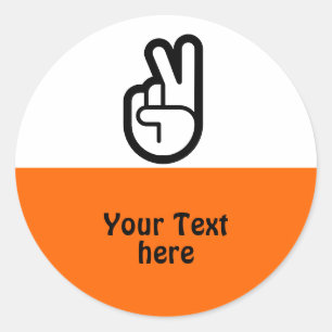 Simply Symbols - Hand Victory Peace + your ideas Classic Round Sticker