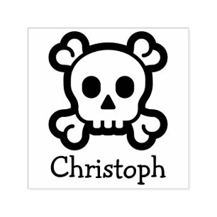 Simply Symbols / Icons - SKULL & BONES + Name Self-inking Stamp