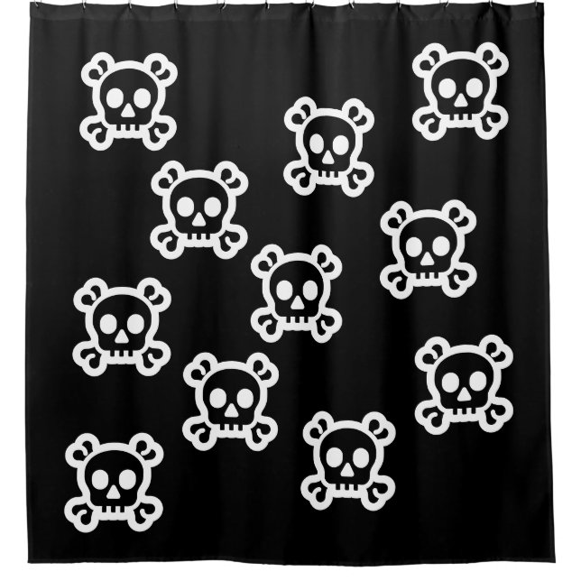 Simply Symbols - SKULL & BONES + your ideas Shower Curtain (Front)