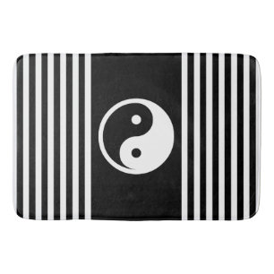 Simply Symbols - YIN & YANG / Stripes + your ideas Bath Mat