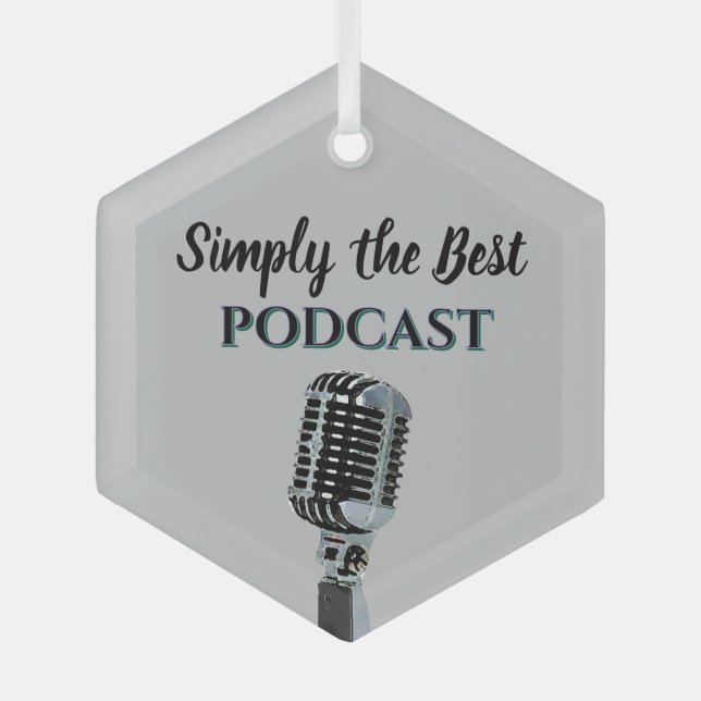 Simply the Best Podcast Glass Tree Decoration (Front)