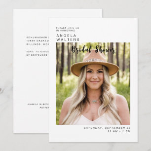 Simply the Bride Photo White Bridal Shower Invitation