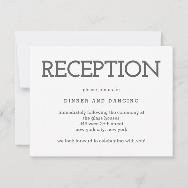 Simply Timeless EDITABLE COLOR Reception Card (Front)