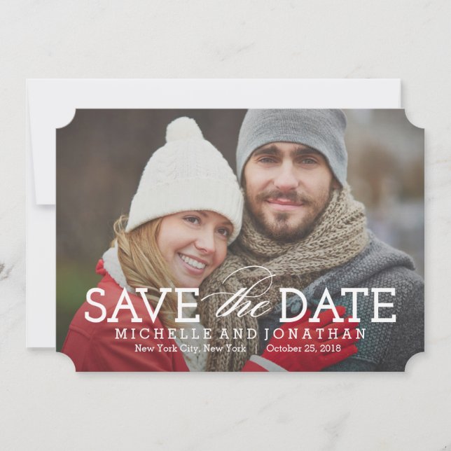 Simply Timeless Photo Save The Date Card (Front)