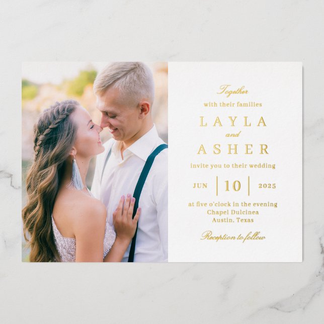 Simply United Real Foil Photo Wedding Invitation (Front)