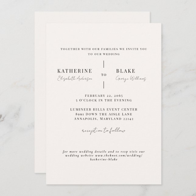Simply Us Light Champagne Website Wedding II Invitation (Front/Back)