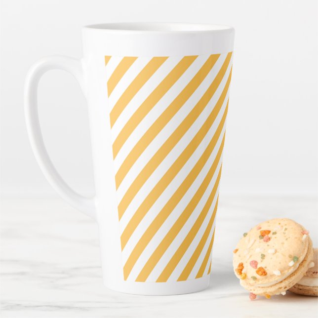 Simply Warm Yellow and White Stripes - Calming Latte Mug (In Situ)