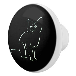 Simply White Kitty Cat Ceramic Knob